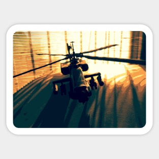 Apache Helicopter In Action Sticker